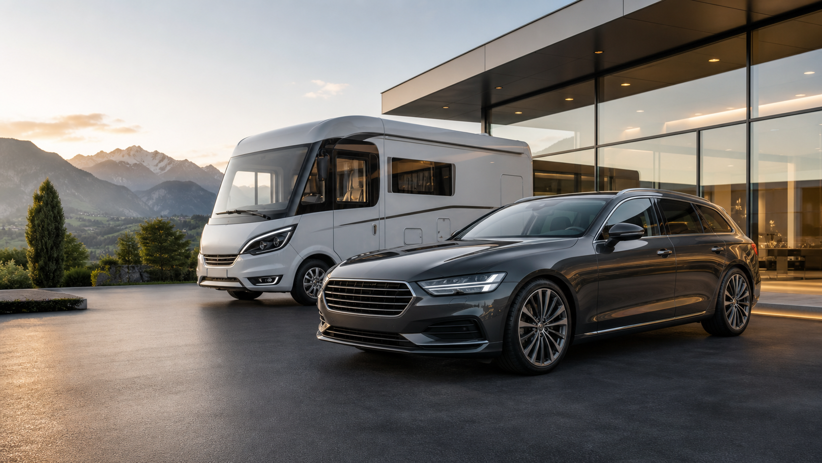 PKW Womo 2Hand cars and motorhomes in a modern Austrian showroom
